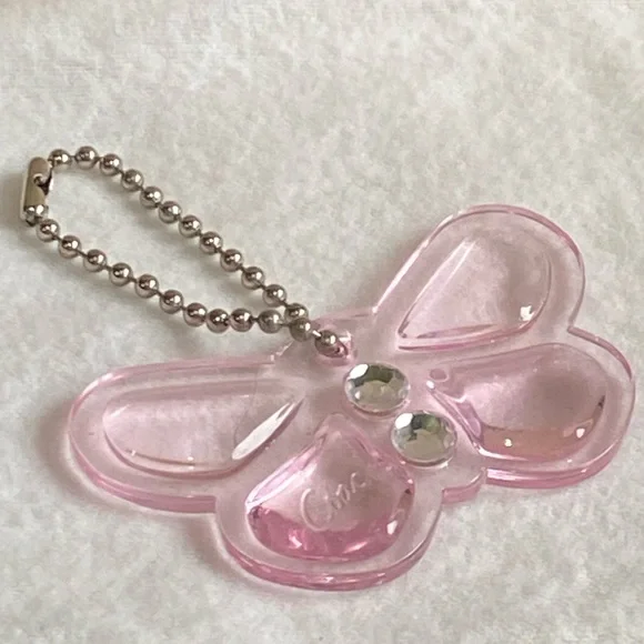 Coach Pink Acrylic Butterfly Charm with Jewels and Script Branding - Picture 4 of 5